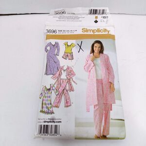 Simplicity Pattern 3696 Misses PJ Pants Robe Nightgown XXS XS S M